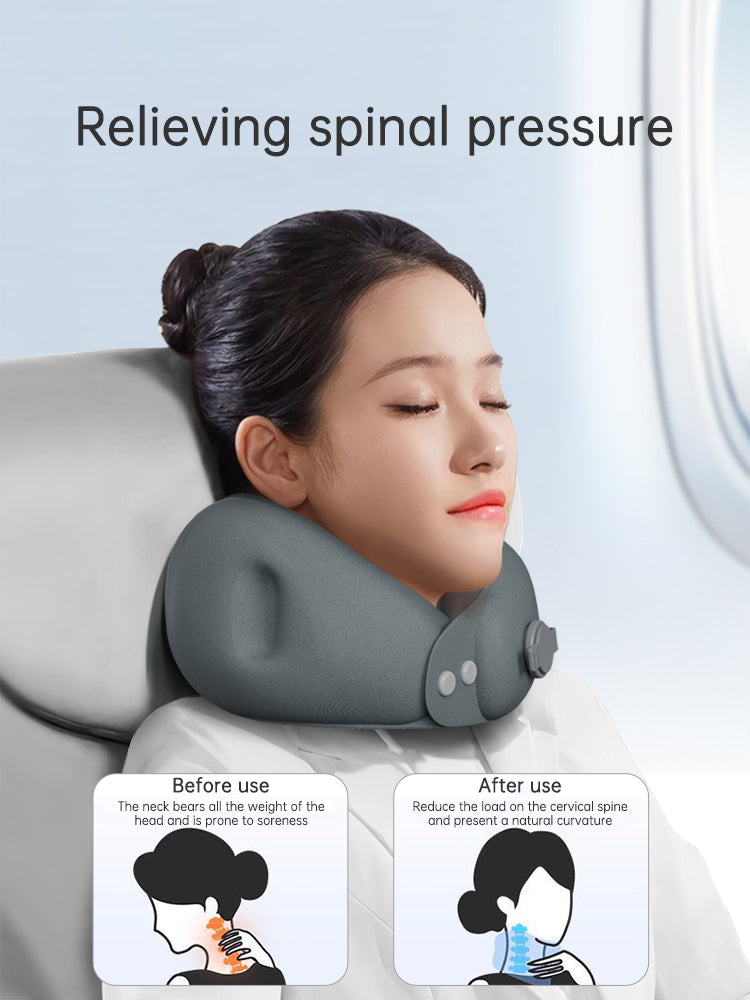 Inflatable U-shaped pillow portable neck pillow neck pillow can be stored airplane travel sleeping U-shaped pillow neck support neck cover - Korvel