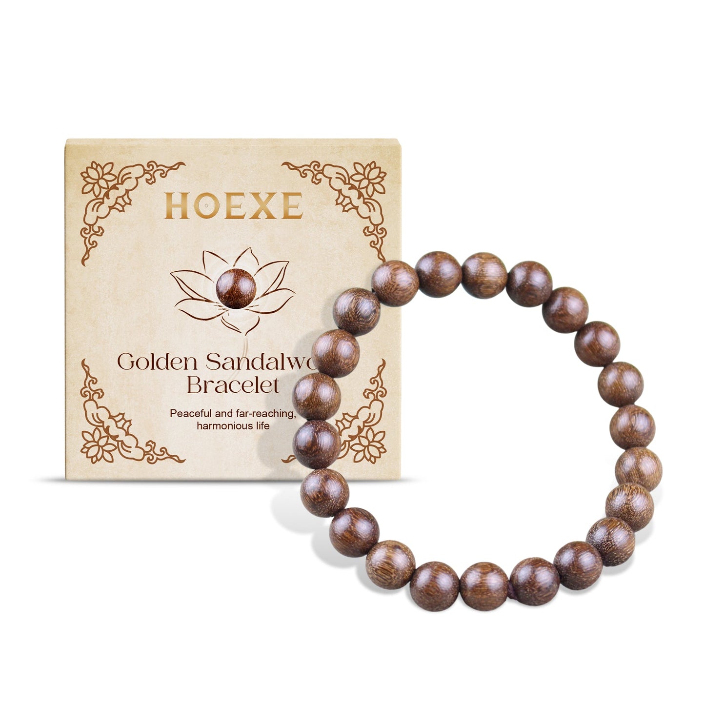 Gold Wire Sandalwood Bead Hand Daily Wear Decoration Simple Fashion 100 With Decorative Wooden Bead Bracelet - Korvel