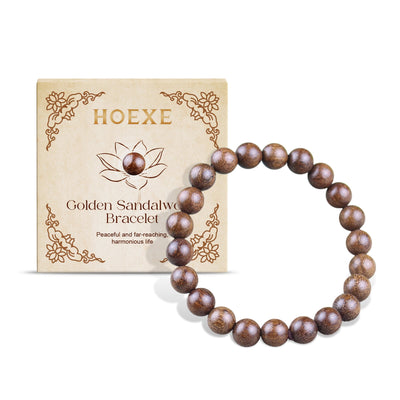 Gold Wire Sandalwood Bead Hand Daily Wear Decoration Simple Fashion 100 With Decorative Wooden Bead Bracelet - Korvel