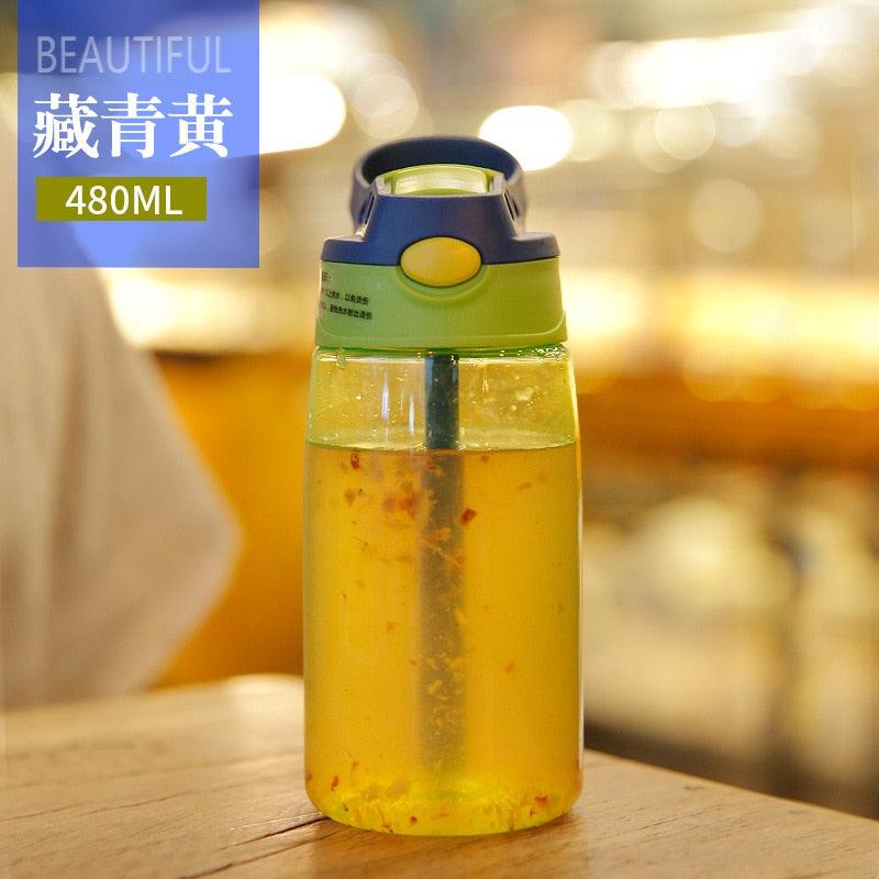 Creative 480ML Kids Straw Water Bottle - Leakproof & Fun Design for School and Outdoor Activities - Korvel