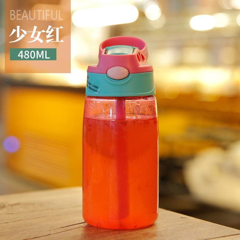 Creative 480ML Kids Straw Water Bottle - Leakproof & Fun Design for School and Outdoor Activities - Korvel