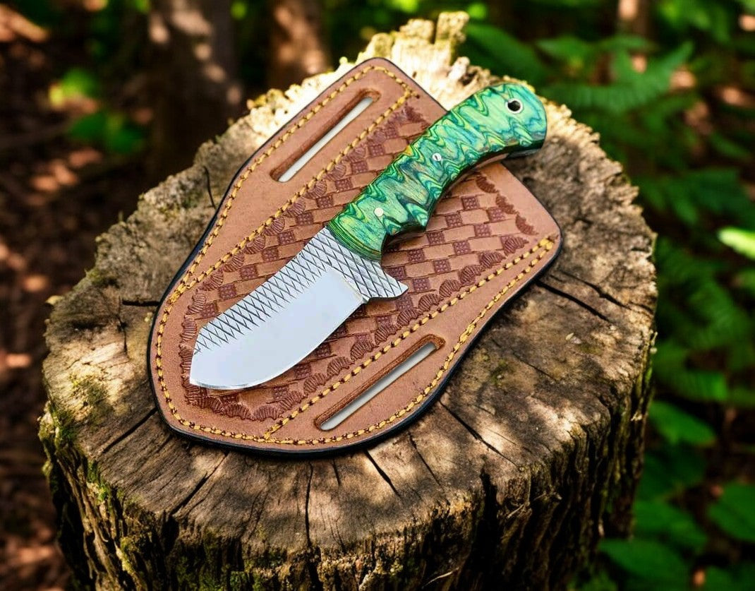 Authentic Cowboy Trail Knife with Exotic Wood Handle & Sheath - Korvel
