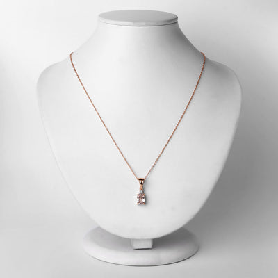 1.12 Carat Genuine Morganite and White Topaz Pendant in Sterling Silver