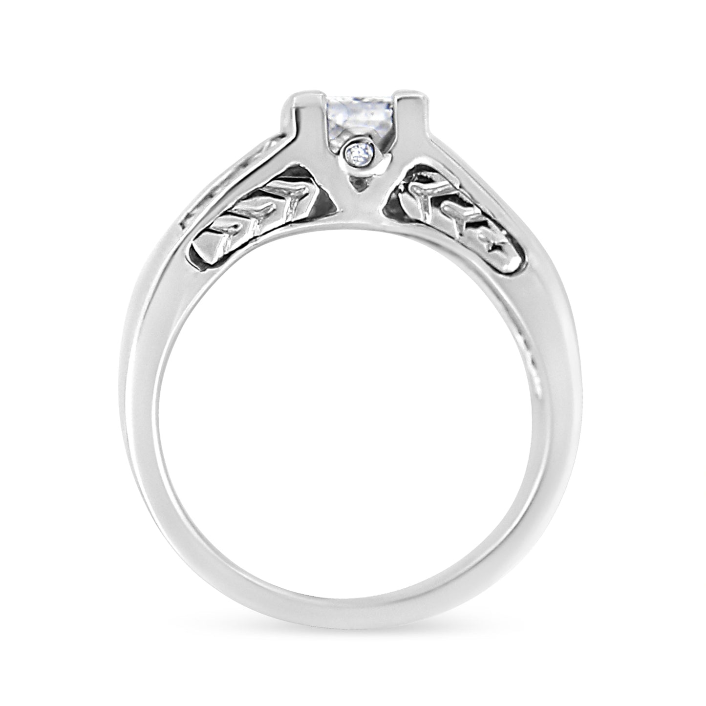 Anillo de Compromiso de Diamante Cortado Princesa en Oro Blanco de 14K - Talla 7