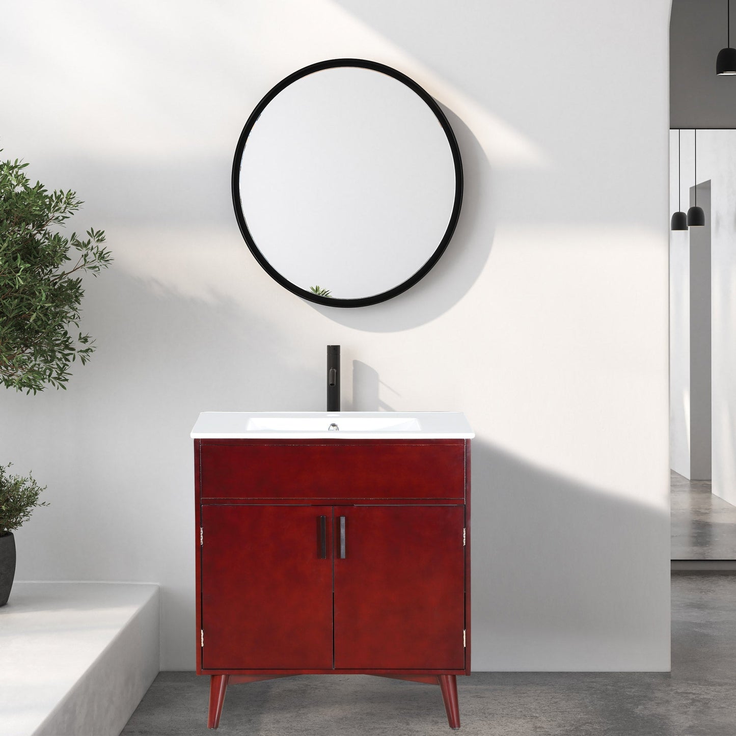 Ensemble de meuble de salle de bain élégant avec lavabo et rangement