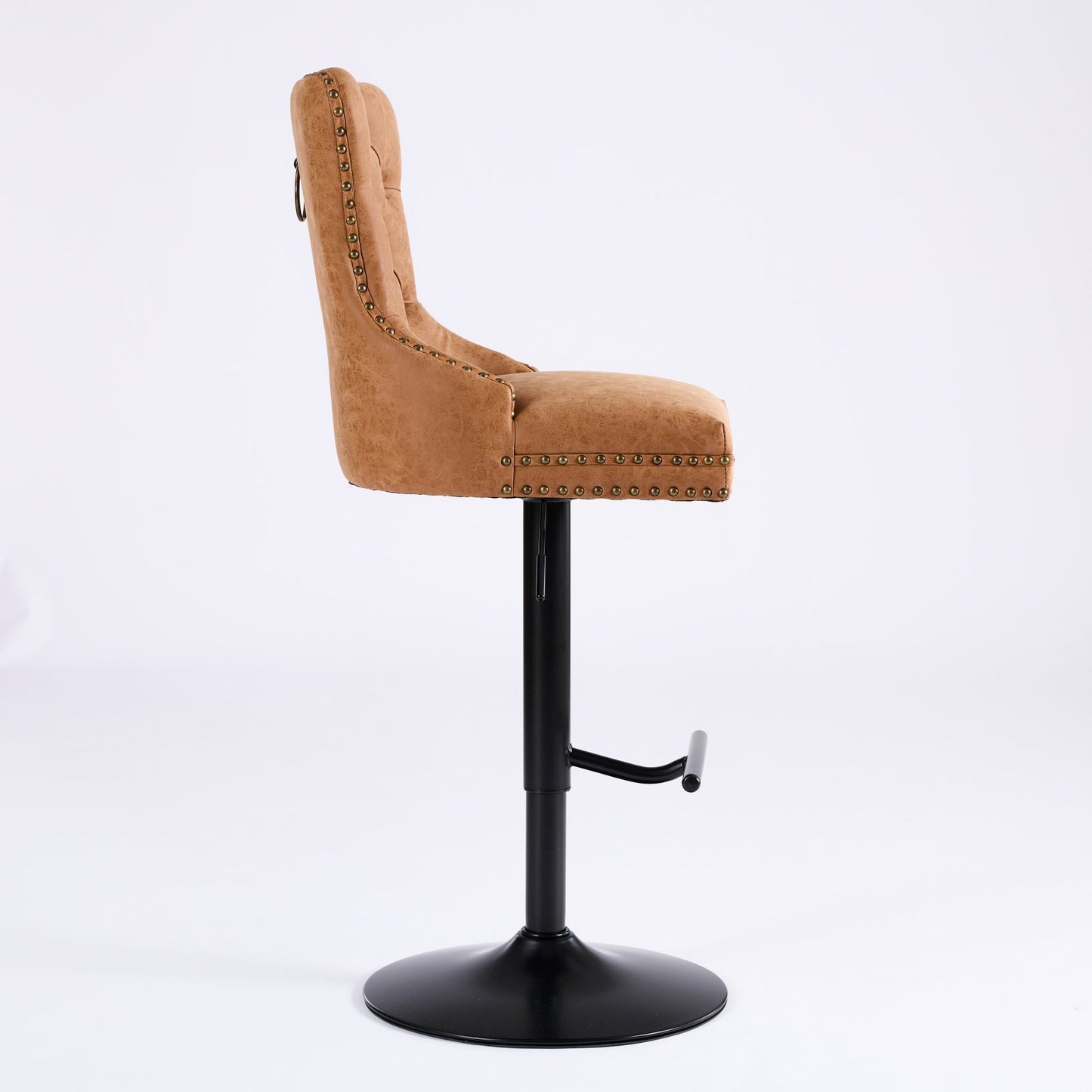 Vintage PU rotating bar stool, seat height adjustable from 25-33 inches, modern bar stool (orange, 2-piece set) - Korvel