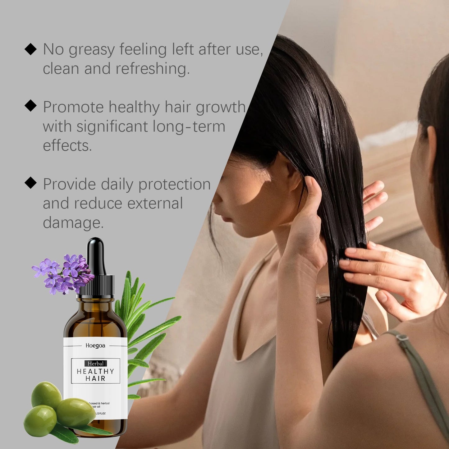 Huile essentielle nourrissante pour des cheveux et un cuir chevelu hydratés