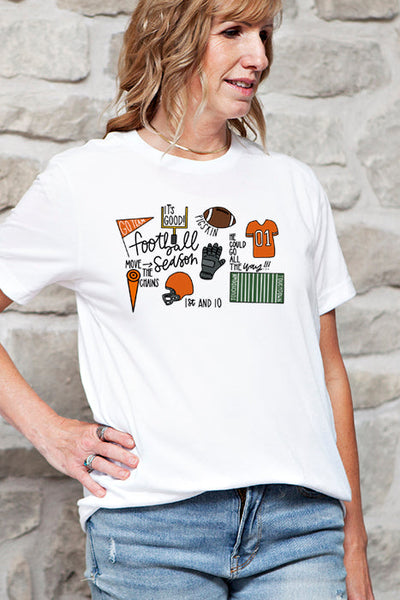 Vibrant Orange Football Season 4823 Tee - Korvel