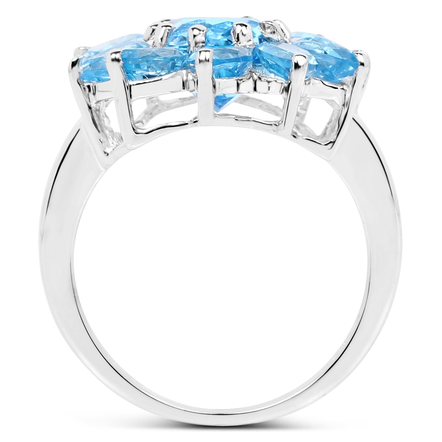 Anillo de Compromiso de Topacio Azul Suizo de 6.35 Quilates en Plata Esterlina