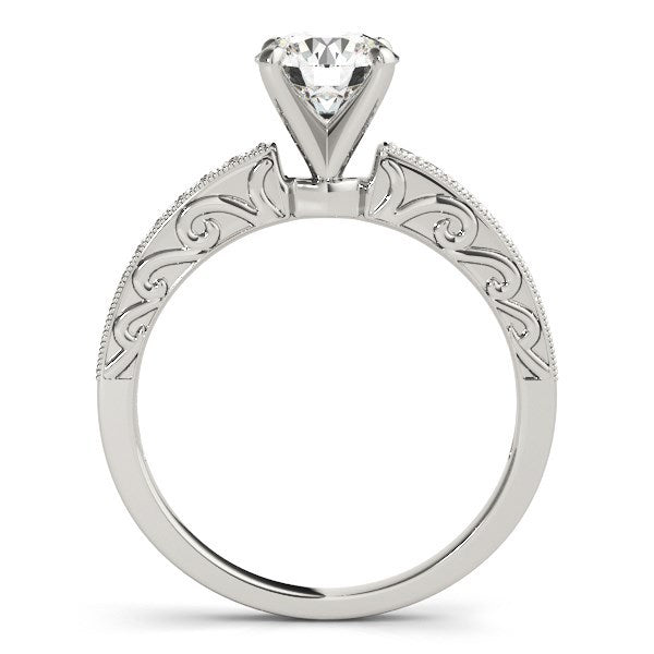 14k White Gold Antique Style Diamond Engagement Ring