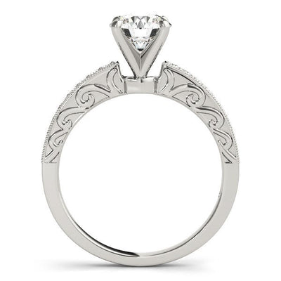 14k White Gold Antique Style Diamond Engagement Ring