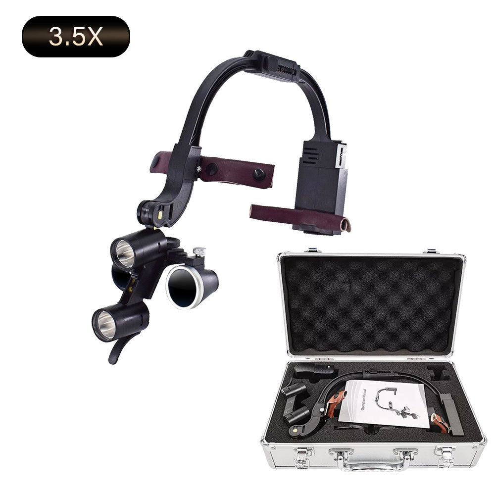 Dental oral head mounted magnifier with headlight HD orthopedic ENT optical instrument magnifying lens light - Korvel