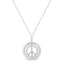 Matte Finish .925 Sterling Silver Diamond Accent Peace Sign Necklace