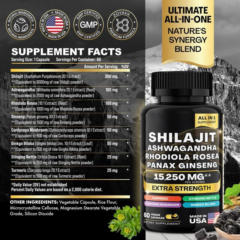 Sea moss Shilajit Frozen Collagen Peptide 2in1 Capsule Help Reduce Wrinkles - Korvel