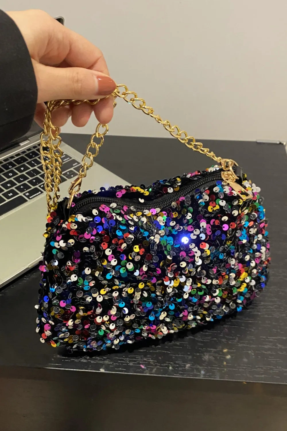 Sequin Removable Strap Shoulder Bag - Korvel