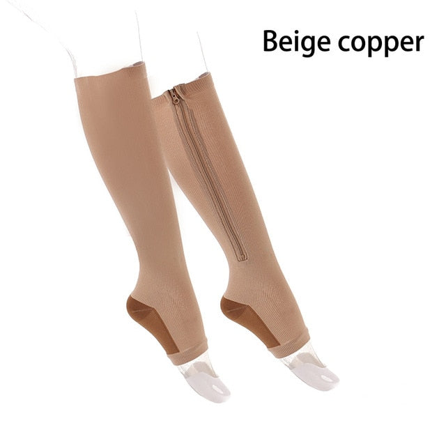 Calcetines de compresión unisex con cremallera - Delgados y elásticos