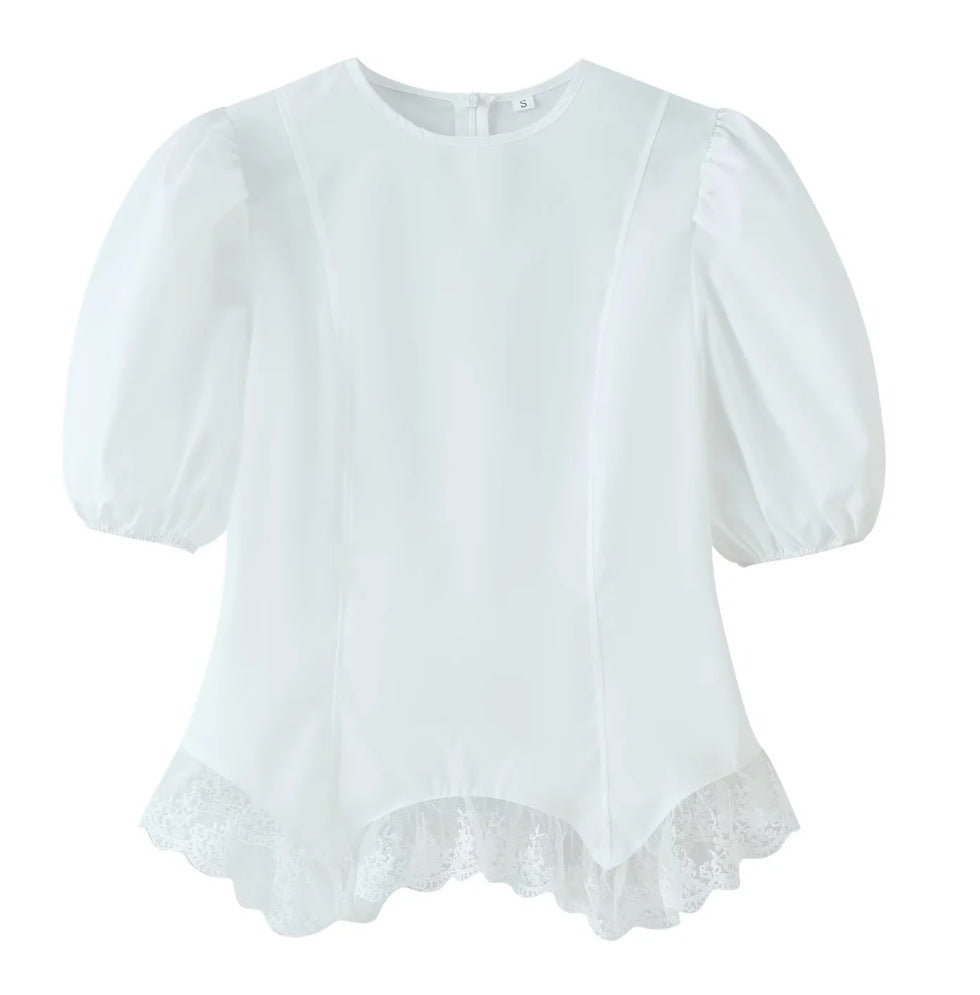 Fashionable Casual Top with Flared Hem and Puff Sleeves