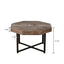 Mesa de café octagonal de madera marrón antigua con patas de metal