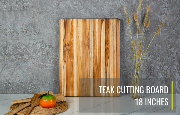 Teak Cutting Board Natural + Solid Wood + 5 Pieces 18 INCH, Pack of 5 Pieces - Korvel