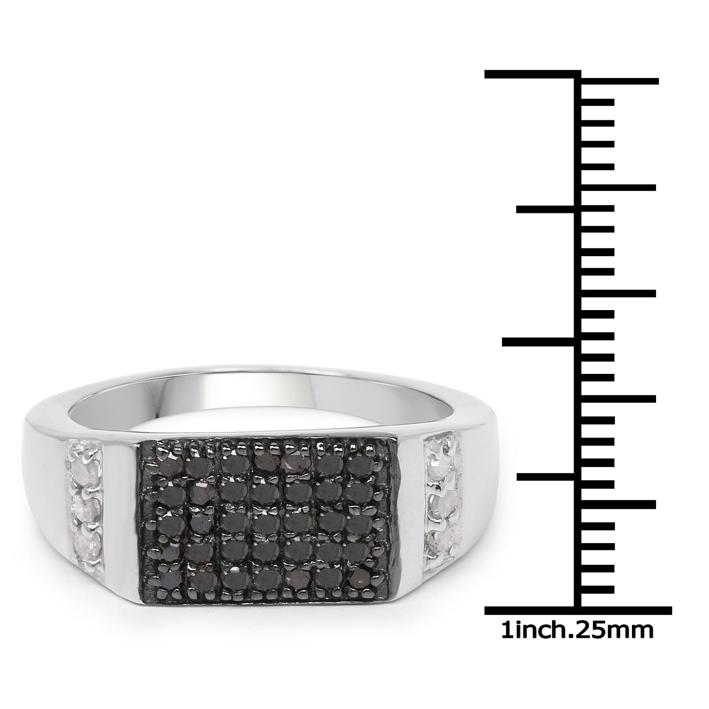 Anillo de Compromiso de Diamantes Negros y Blancos de 0.55 Quilates en Plata de Ley