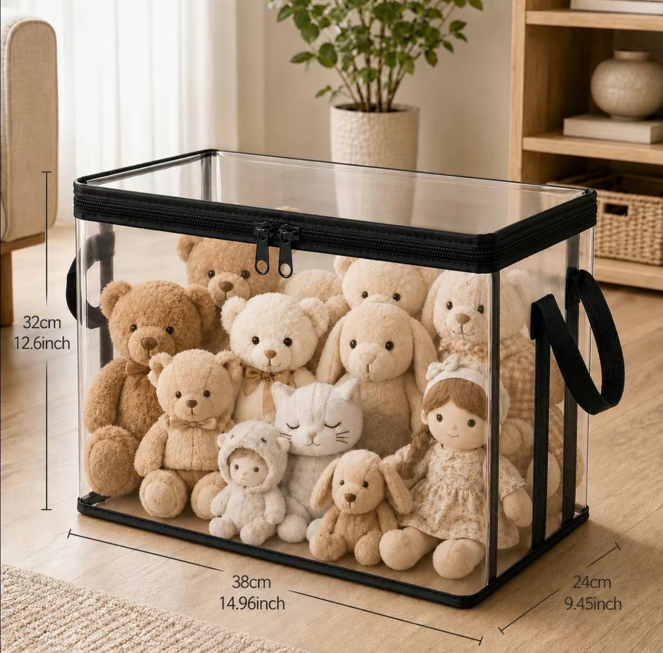 PlushNest Storage Box - Clear PVC Organizer