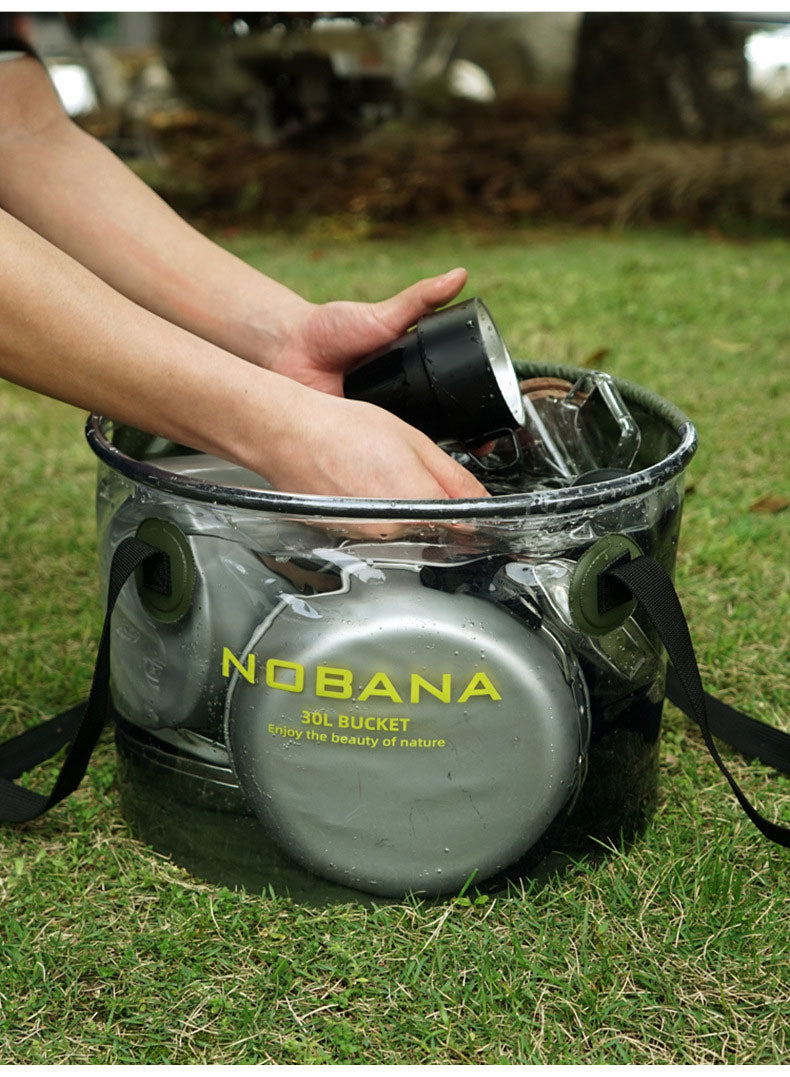 Outdoor folding bucket camping portable barbecue dish washing bucket telescopic fishing bucket - Korvel