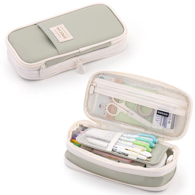 Macaron color block can transform into a large capacity upgraded pencil case stationery - Korvel