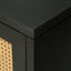 Handcrafted Premium Grain Panels Rattan Sideboard Buffer Cabinet Accent Storage Cabinet With 4 Rattan Doors BLACK - Korvel