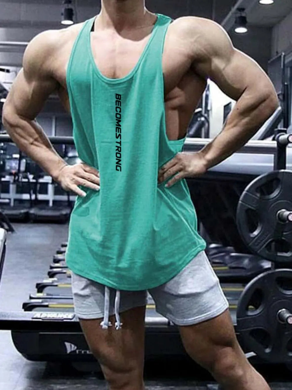 Camiseta sin mangas de cuello redondo para hombres en tallas grandes