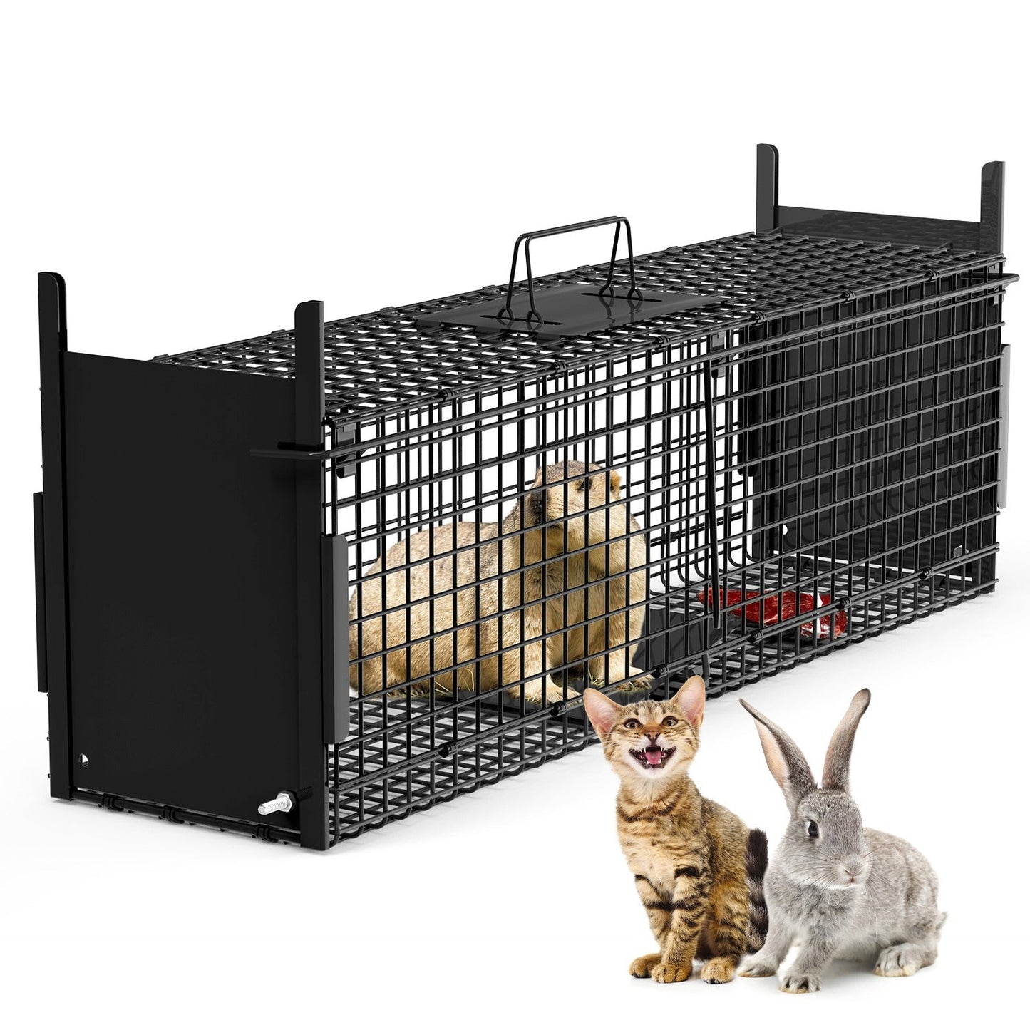 32in 2-Door Live Animal Cage Trap for Small Animals