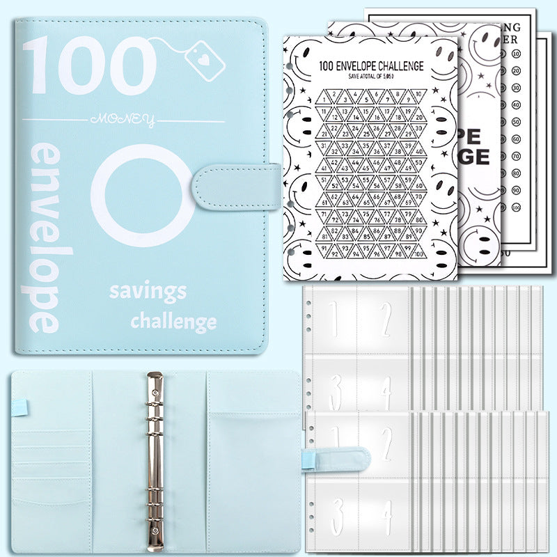 100 Envelope Challenge Binder Couple Save Money Challenge Envelope Sheet Pocket Book - Korvel