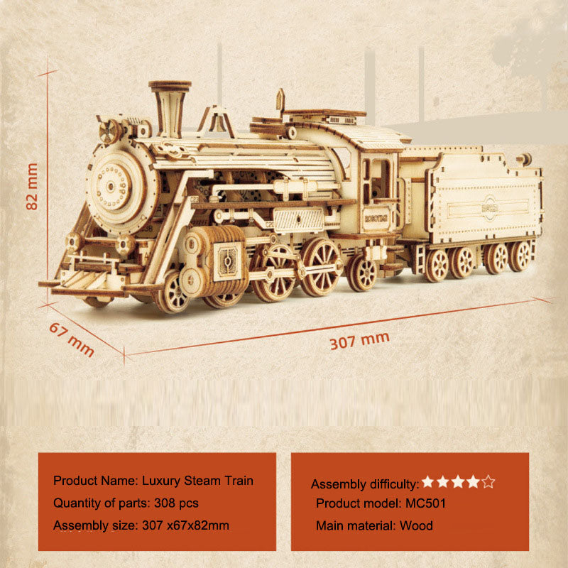 3DIY Hand Assembled Train Jeep Truck Children's Toy Boy Gift Wooden 3D Puzzle - Korvel
