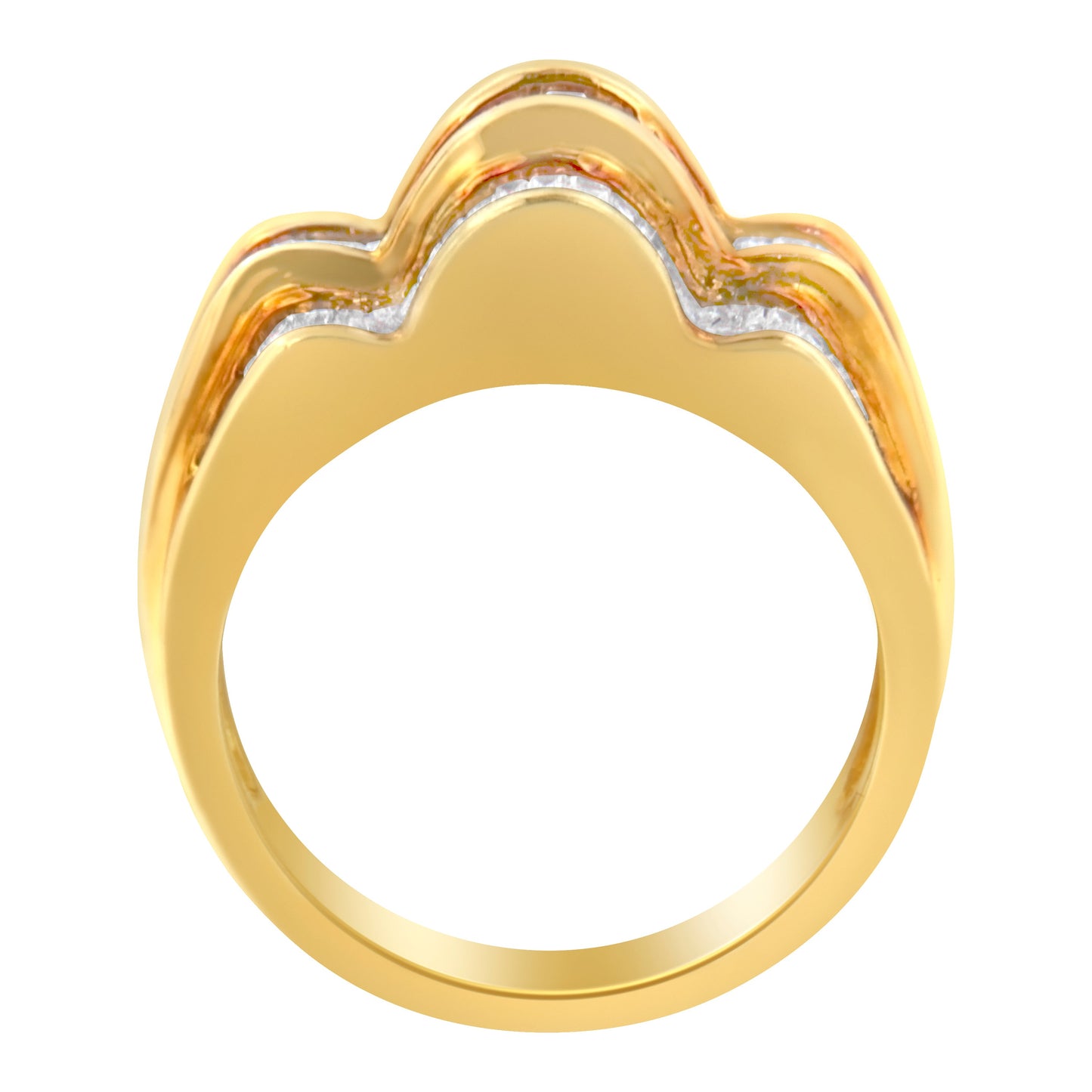 Anillo de Banda de Múltiples Filas de Diamantes de Oro Amarillo de 14KT