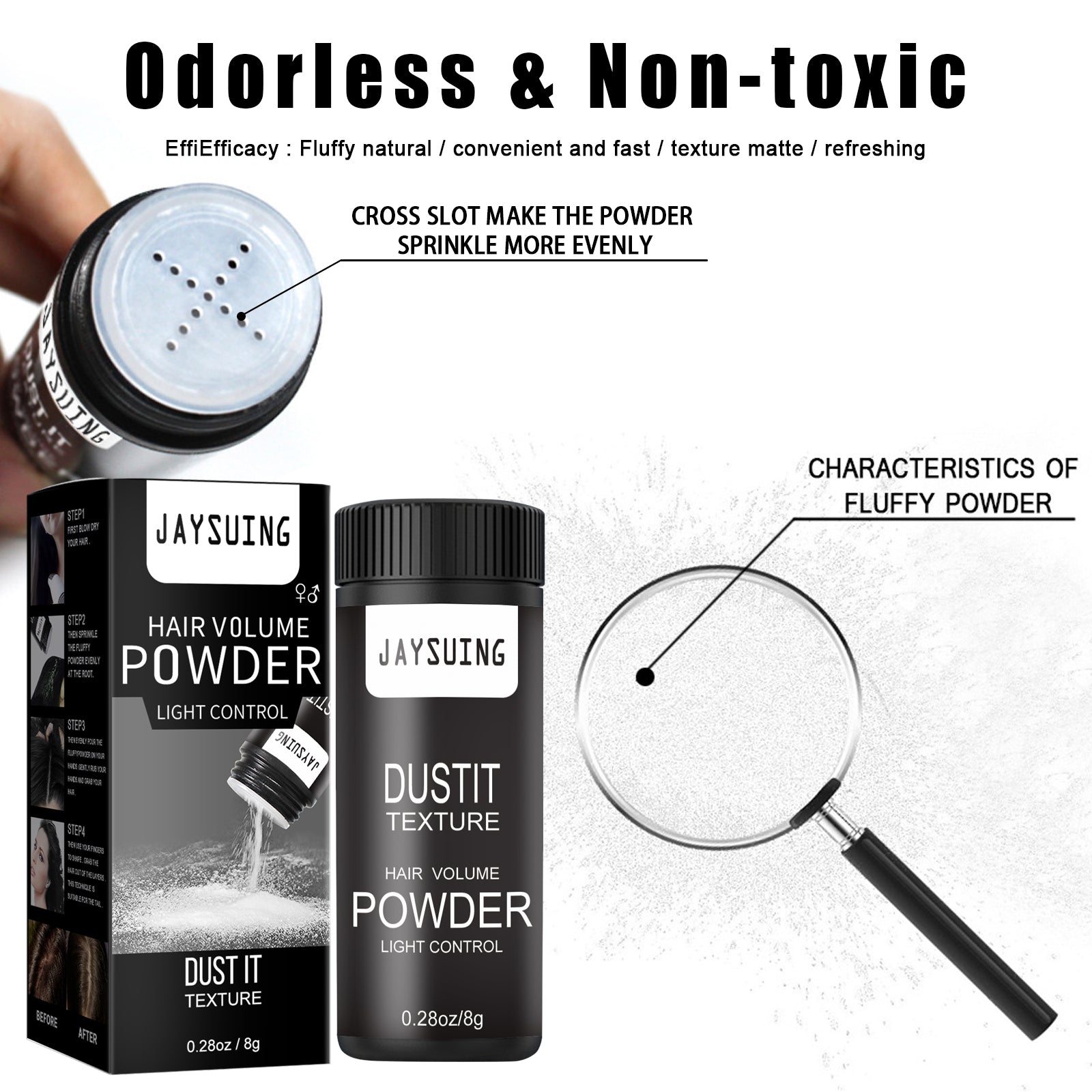 Hair Puff Powder Men's And Women's Hair Styling Care Leave-In Fluffy Refreshing Gentle Puff Powder - Korvel