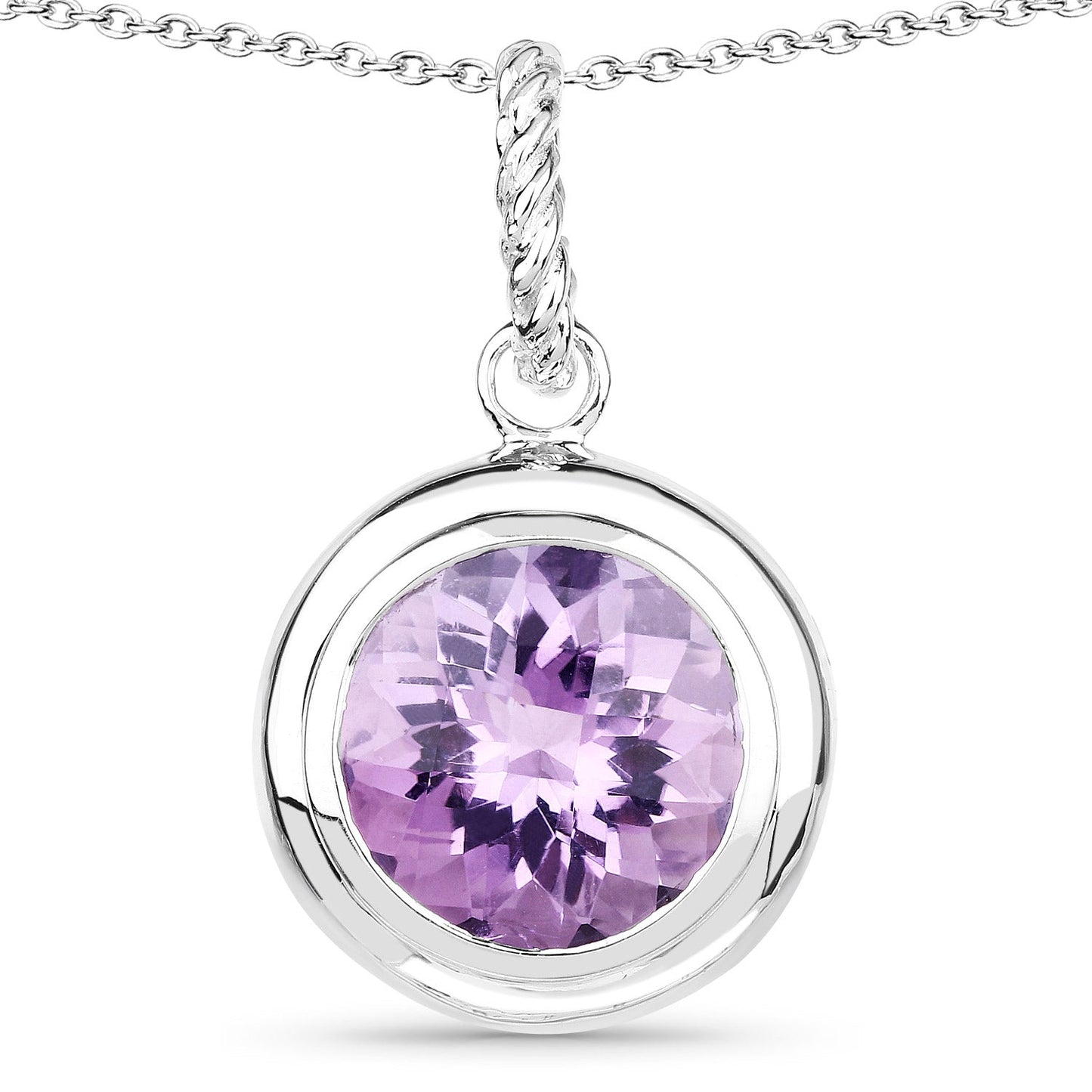 Colgante de amatista genuina de 8.00 quilates en plata esterlina .925