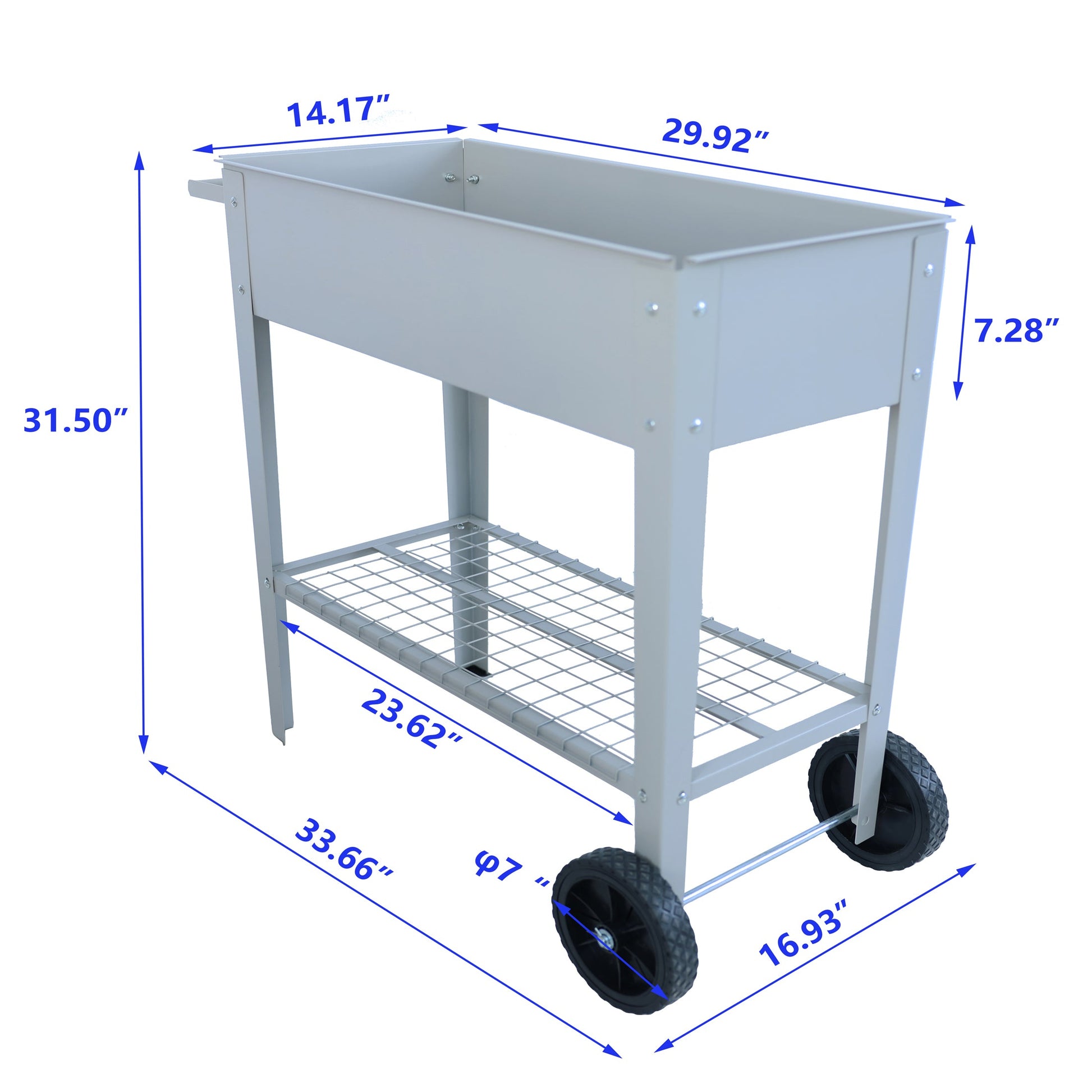 Aveyas mobile metal elevated garden bed cart, with legs, elevated flowerpot box with wheels (gray) - Korvel