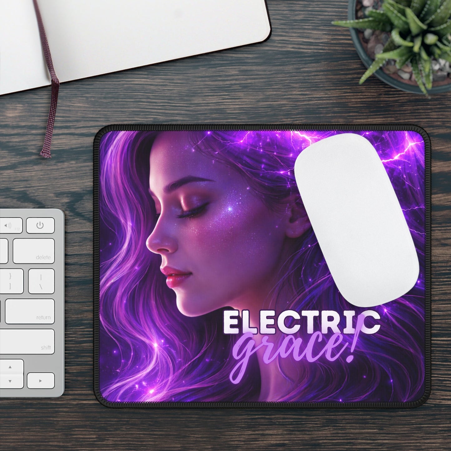 Electric Grace Mouse Pad – Purple Energy Art