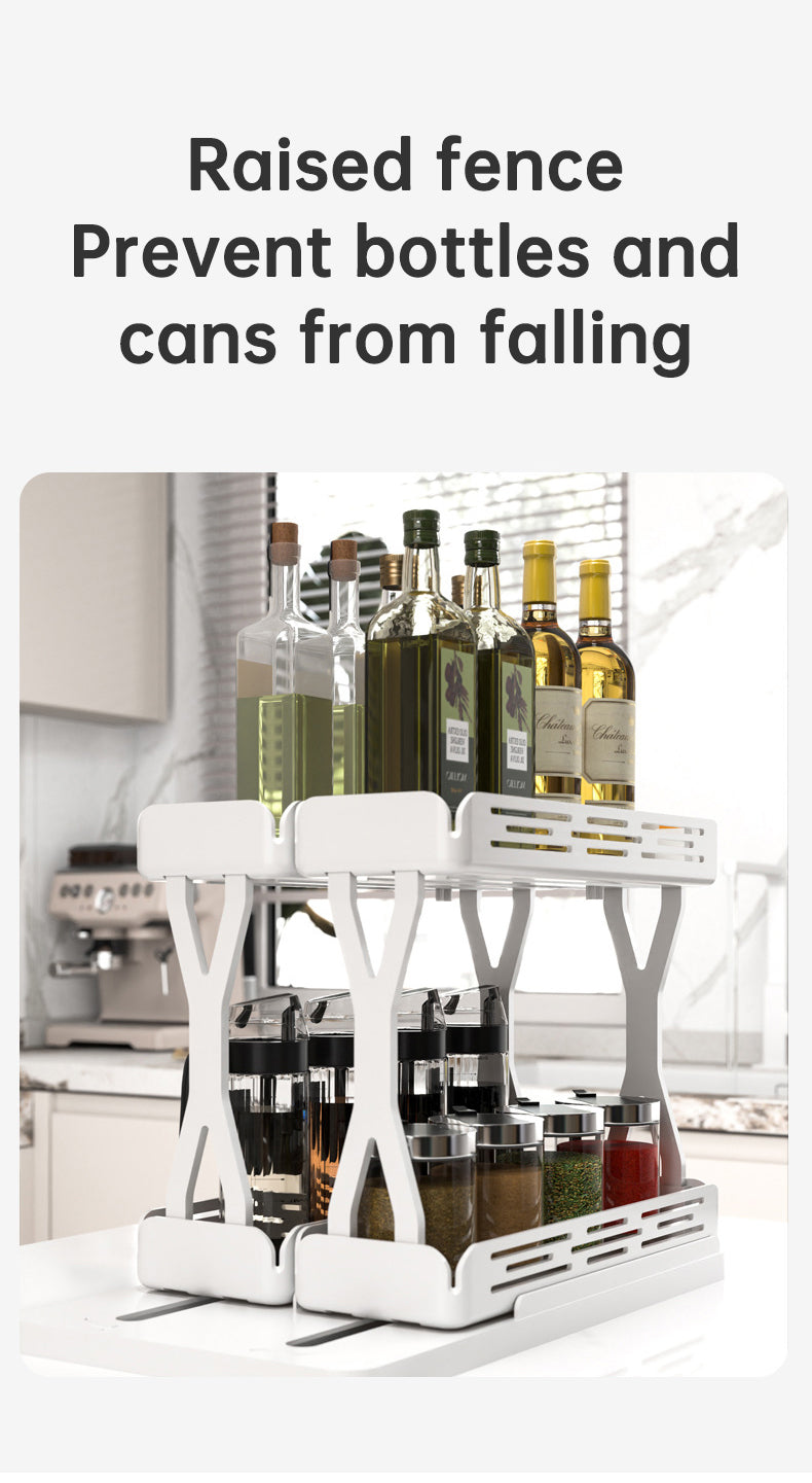 Pull out Rotating Spice Rack Organizer for Cabinet Rotate Makeup Organizer Slide Bottle Box Holder Plastic Seasoning Spice Rack - Korvel