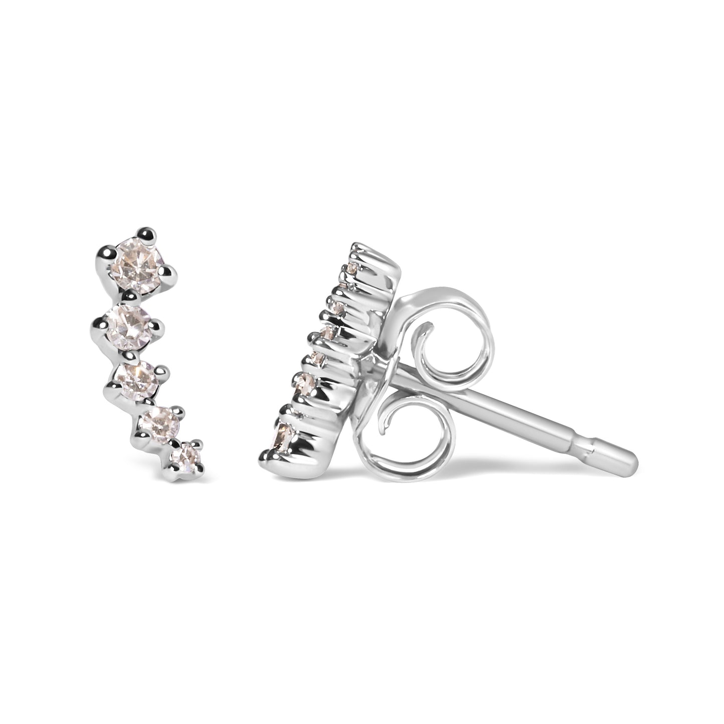 Boucles d'oreilles en diamant escalade en or blanc 10K