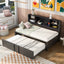 Metal Twin Size Daybed with Trundle, Storage & USB Ports - Black