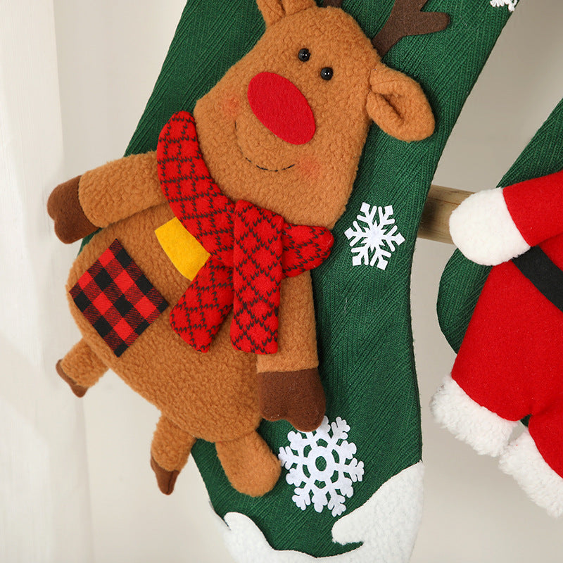Christmas Day Decoration Cartoon Old Man Elk Snowman Window Decoration Cute Home Christmas Style Gift Bag Hanging Socks - Korvel