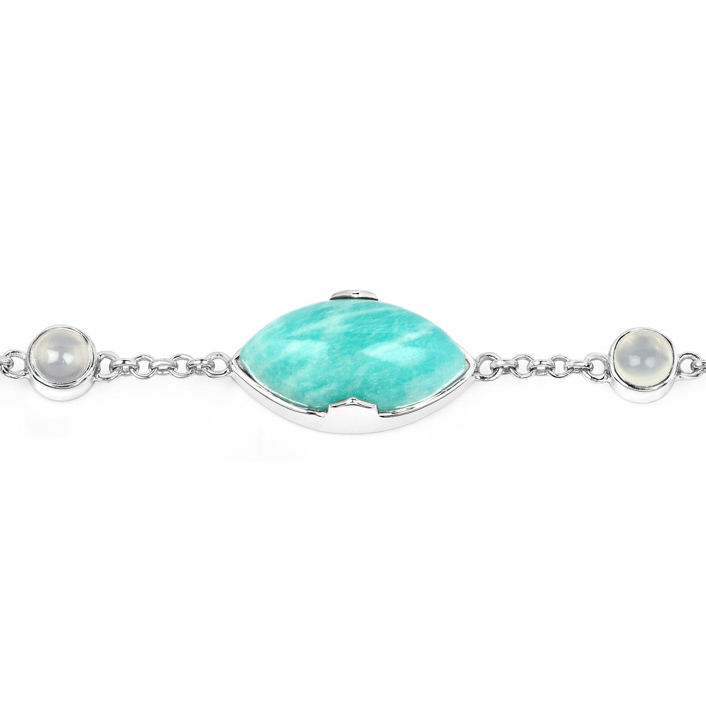 29.70 Carat Genuine Amazonite & White Agate Sterling Silver Bracelet
