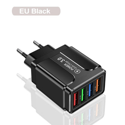 3.1A 4usb Mobile Phone Charger Travel Charger Charging Plug European Regulation Charging Head Charging Plug - Korvel