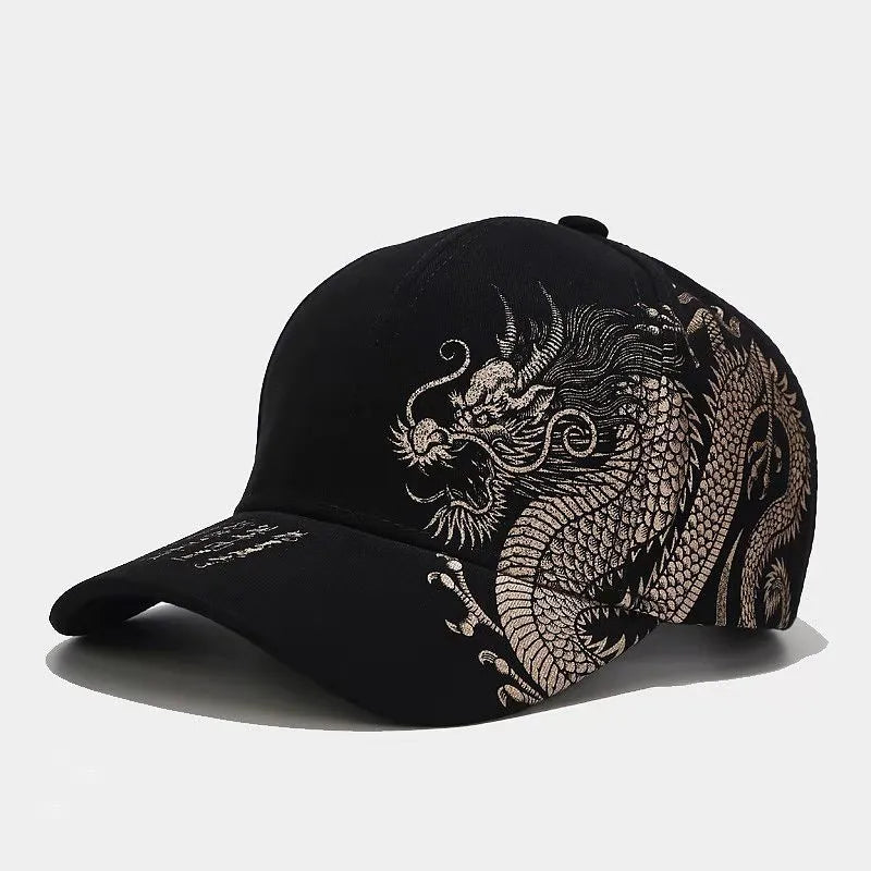 Casquette de baseball ajustable imprimée dragon universel