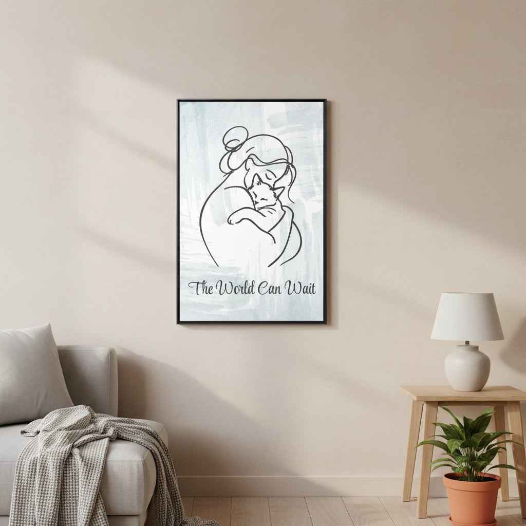 L'impression sur toile Chat Le Monde Peut Attendre