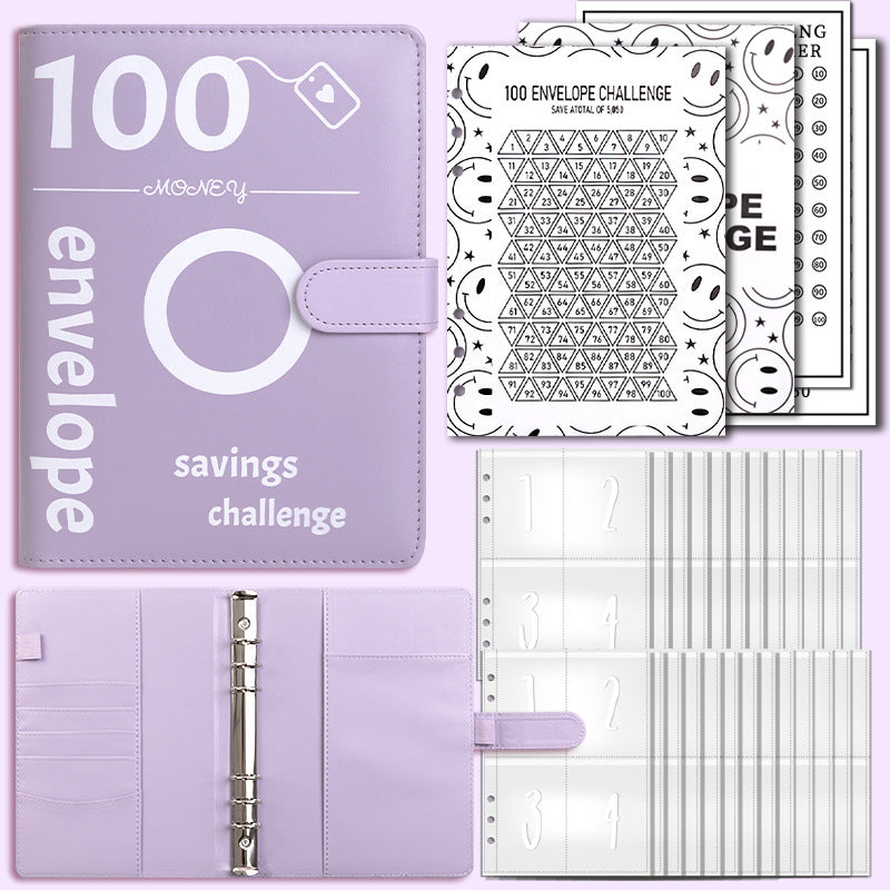 100 Envelope Challenge Binder Couple Save Money Challenge Envelope Sheet Pocket Book - Korvel