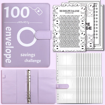 100 Envelope Challenge Binder Couple Save Money Challenge Envelope Sheet Pocket Book - Korvel