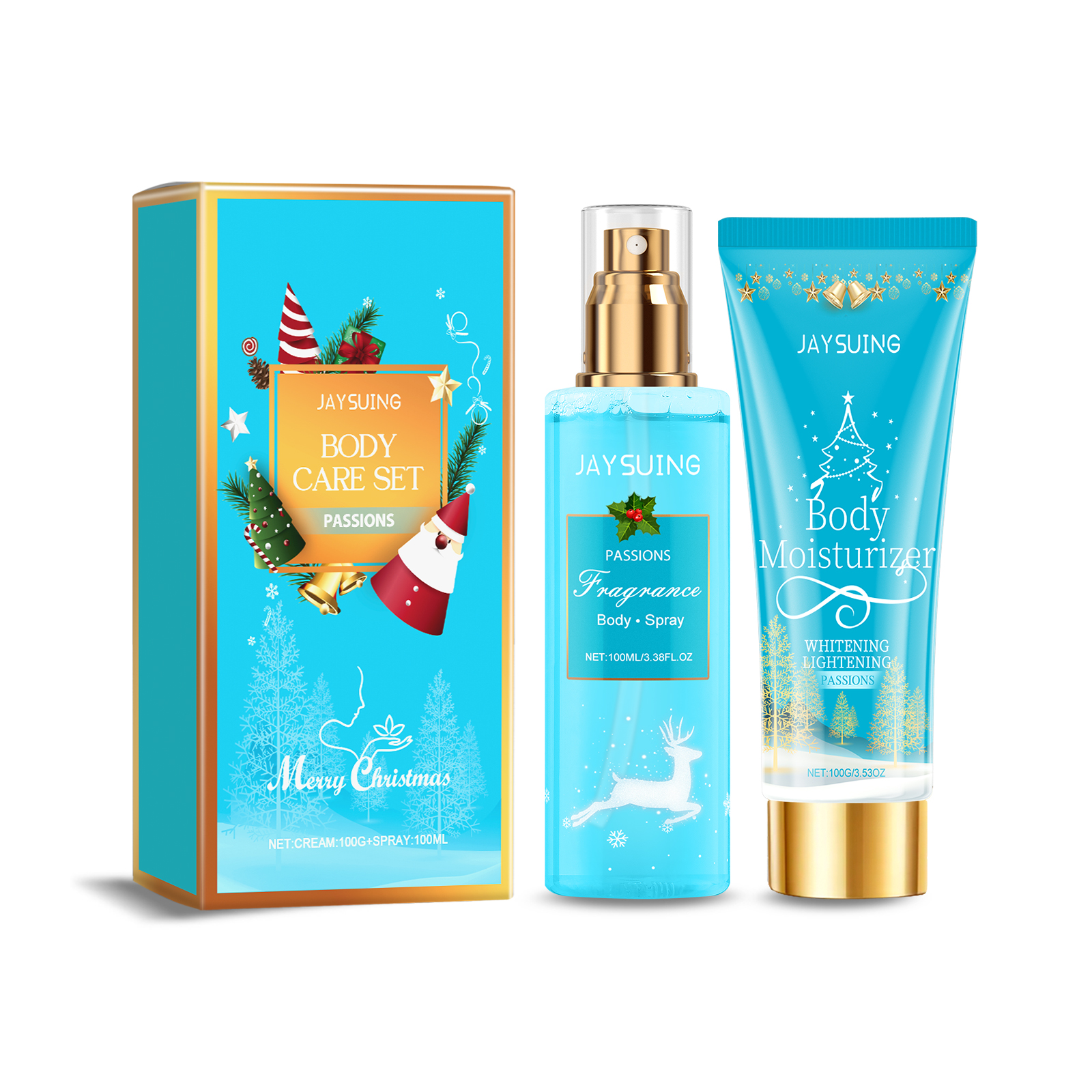 Christmas Perfumed Body Care Set, Deodorant Spray Body Lotion For Lasting Holiday Party Scent - Korvel