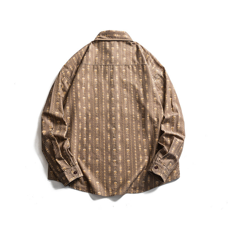 Japanese Retro Striped Long Sleeve Shirt for All