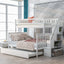 Elegant Twin over Full Bunk Bed with Trundle and Staircase - White